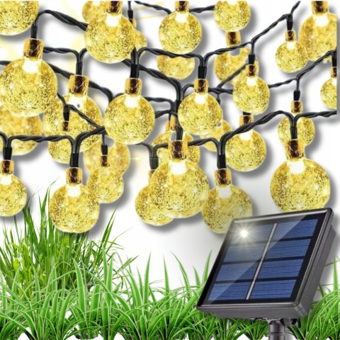 GIRLANDA LAMPKI solarne 50 LED WISZĄCE na BALKON żarówka ŚWIETLNA OGRODOWA