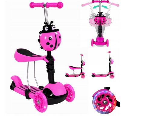 HULAJNOGA BALANSOWA TRÓJKOŁOWA DZIECIĘCA BIEDRONKA JEŹDZIK Z KOSZYKIEM 5w1