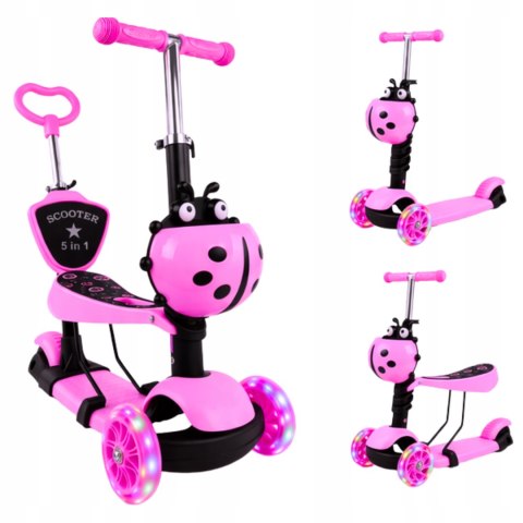 HULAJNOGA BALANSOWA TRÓJKOŁOWA DZIECIĘCA BIEDRONKA JEŹDZIK Z KOSZYKIEM 5w1