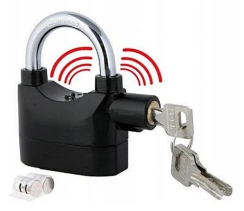 KŁÓDKA Z ALARMEM WODOODPORNA 110 dB ALARM ZABEZPIECZENIE ZAMEK + KLUCZYKI