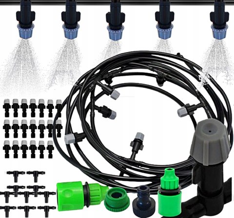 KURTYNA WODNA 10 m ZRASZACZ MGIEŁKA KLIMA OGRODOWA ZESTAW DO NAWADNIANIA