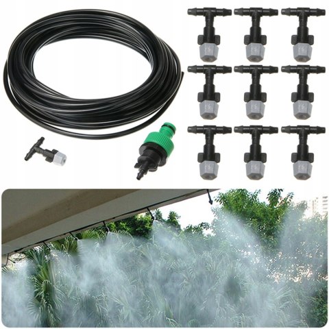 KURTYNA WODNA 10 m ZRASZACZ MGIEŁKA KLIMA OGRODOWA ZESTAW DO NAWADNIANIA