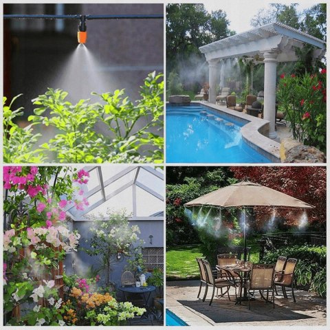 KURTYNA WODNA 10 m ZRASZACZ MGIEŁKA KLIMA OGRODOWA ZESTAW DO NAWADNIANIA