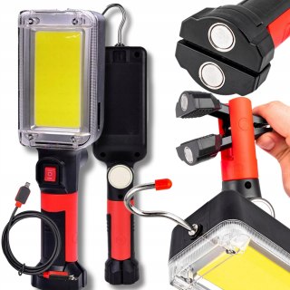LAMPA LED USB AKUMULATOROWA WARSZTATOWA LATARKA LAMPKA MAGNES + HAK