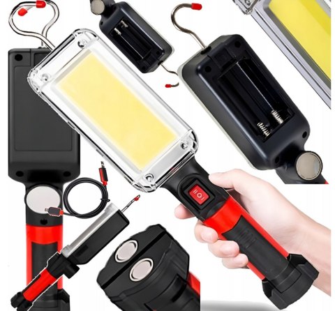 LAMPA LED USB AKUMULATOROWA WARSZTATOWA LATARKA LAMPKA MAGNES + HAK