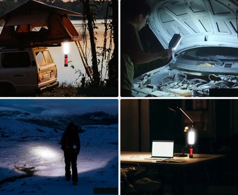 LAMPA LED USB AKUMULATOROWA WARSZTATOWA LATARKA LAMPKA MAGNES + HAK