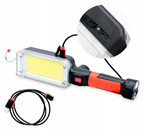 LAMPA LED USB AKUMULATOROWA WARSZTATOWA LATARKA LAMPKA MAGNES + HAK