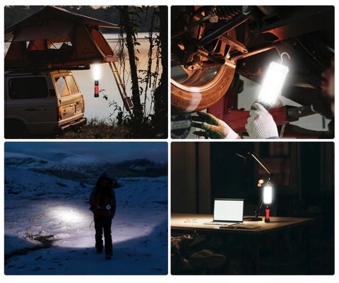 LAMPA LED USB AKUMULATOROWA WARSZTATOWA LATARKA LAMPKA MAGNES + HAK