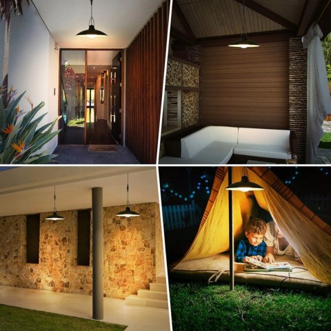 LAMPA SOLARNA PODWÓJNA ŻYRANDOL LED WISZĄCA OGRODOWA ZEWNĘTRZNA PANEL PILOT