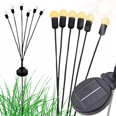 LAMPA SOLARNA WBIJANA KULE OGRODOWE kulki kuleczki LED GAŁĄZKA 6 LED 2 szt