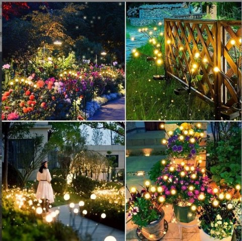 LAMPA SOLARNA WBIJANA KULE OGRODOWE kulki kuleczki LED GAŁĄZKA 6 LED 2 szt