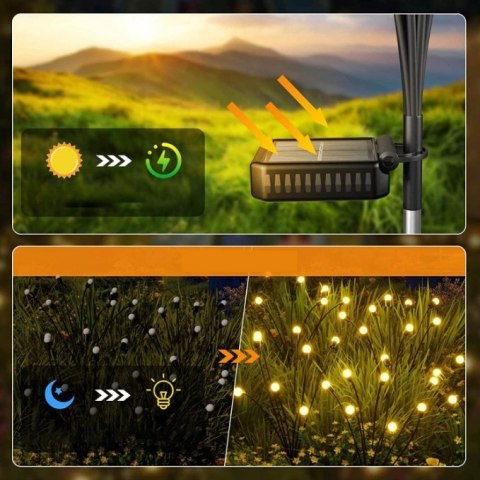 LAMPA SOLARNA WBIJANA KULE OGRODOWE kulki kuleczki LED GAŁĄZKA 6 LED 2 szt
