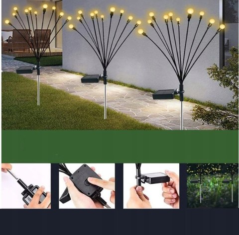 LAMPA SOLARNA WBIJANA KULE OGRODOWE kulki kuleczki LED GAŁĄZKA 6 LED 2 szt