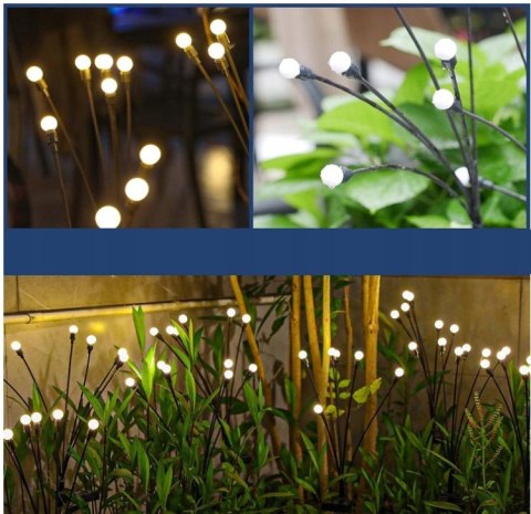 LAMPA SOLARNA WBIJANA KULE OGRODOWE kulki kuleczki LED GAŁĄZKA 6 LED 2 szt