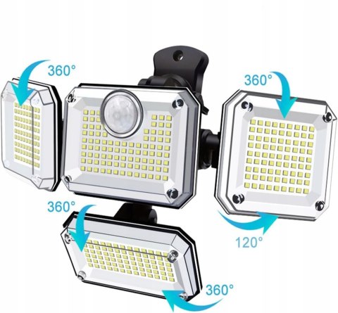 LAMPA SOLARNA ZEWNĘTRZNA OGRODOWA LED Z CZUJNIKIEM RUCHU ZMIERZCHU 4w1