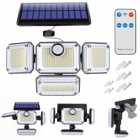 LAMPA SOLARNA ZEWNĘTRZNA OGRODOWA LED Z CZUJNIKIEM RUCHU ZMIERZCHU 4w1
