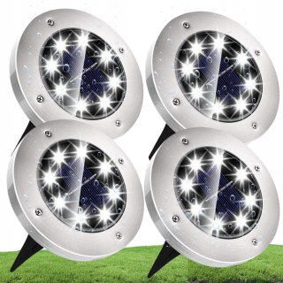 LAMPKI LAMPY LED SOLARNE DO OGRODU DYSK WBIJANE OGRODOWE GRUNTOWE MOCNE 4x