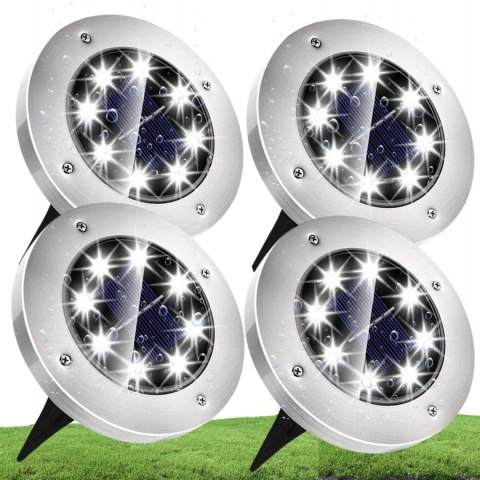 LAMPKI LAMPY LED SOLARNE DO OGRODU DYSK WBIJANE OGRODOWE GRUNTOWE MOCNE 4x