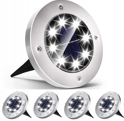 LAMPKI LAMPY LED SOLARNE DO OGRODU DYSK WBIJANE OGRODOWE GRUNTOWE MOCNE 4x
