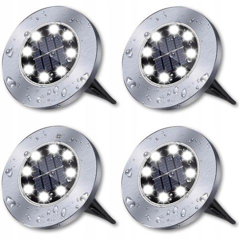 LAMPKI LAMPY LED SOLARNE DO OGRODU DYSK WBIJANE OGRODOWE GRUNTOWE MOCNE 4x