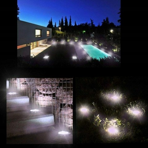 LAMPKI LAMPY LED SOLARNE DO OGRODU DYSK WBIJANE OGRODOWE GRUNTOWE MOCNE 4x