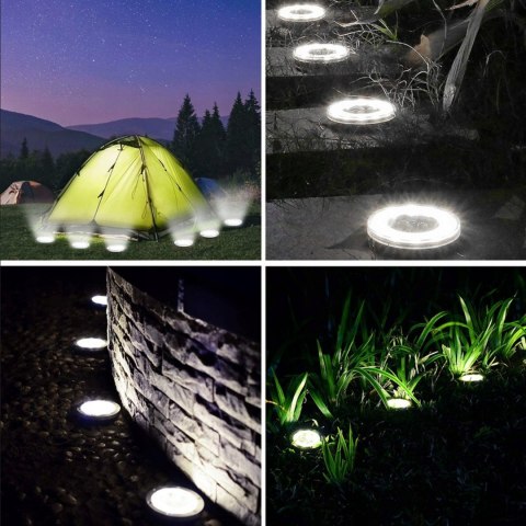 LAMPKI LAMPY LED SOLARNE DO OGRODU DYSK WBIJANE OGRODOWE GRUNTOWE MOCNE 4x