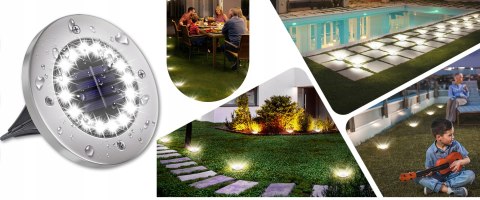 LAMPKI LAMPY LED SOLARNE DO OGRODU DYSK WBIJANE OGRODOWE GRUNTOWE MOCNE 4x
