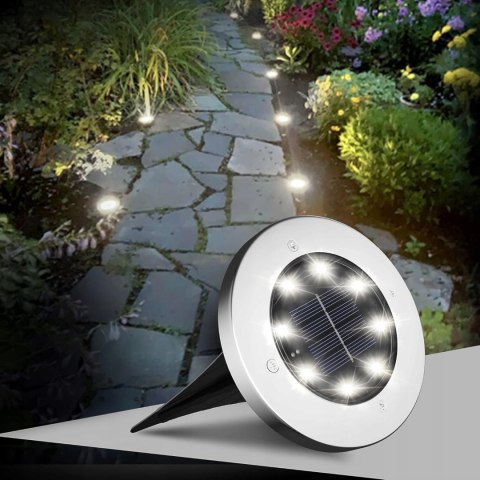 LAMPKI LAMPY LED SOLARNE DO OGRODU DYSK WBIJANE OGRODOWE GRUNTOWE MOCNE 4x