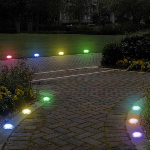 LAMPKI SOLARNE DO OGRODU GRUNTOWE LAMPY LED DYSK WBIJANE OGRODOWE RGB 4x