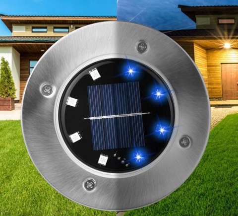 LAMPKI SOLARNE DO OGRODU LAMPY LED DYSK WBIJANE OGRODOWE GRUNTOWE RGB 8x
