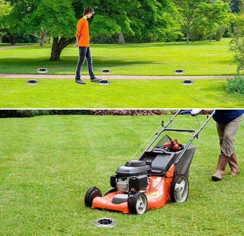 LAMPKI SOLARNE DO OGRODU LAMPY LED DYSK WBIJANE OGRODOWE GRUNTOWE RGB 8x