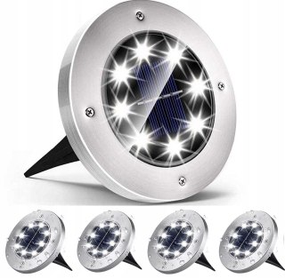 LAMPY LAMPKI SOLARNE LED DO OGRODU DYSK WBIJANE OGRODOWE GRUNTOWE MOCNE 8x