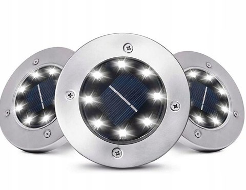 LAMPY LAMPKI SOLARNE LED DO OGRODU DYSK WBIJANE OGRODOWE GRUNTOWE MOCNE 8x
