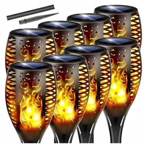 LAMPY POCHODNIE SOLARNE OGRODOWE PŁOMIEŃ LED LAMPKI LAMPKA SOLARNA 8x