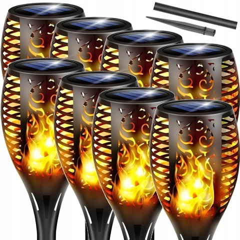 LAMPY POCHODNIE SOLARNE OGRODOWE PŁOMIEŃ LED LAMPKI LAMPKA SOLARNA 8x