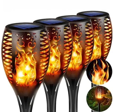 LAMPY POCHODNIE SOLARNE OGRODOWE PŁOMIEŃ LED LAMPKI LAMPKA WBIJANA 12x