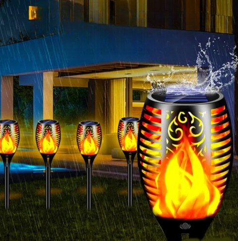LAMPY POCHODNIE SOLARNE OGRODOWE PŁOMIEŃ LED LAMPKI LAMPKA WBIJANA 12x