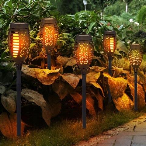 LAMPY POCHODNIE SOLARNE OGRODOWE PŁOMIEŃ LED LAMPKI LAMPKA WBIJANA 12x
