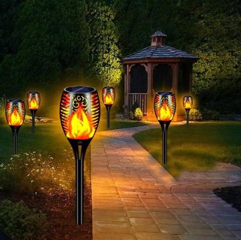 LAMPY POCHODNIE SOLARNE OGRODOWE PŁOMIEŃ LED LAMPKI LAMPKA WBIJANA 12x