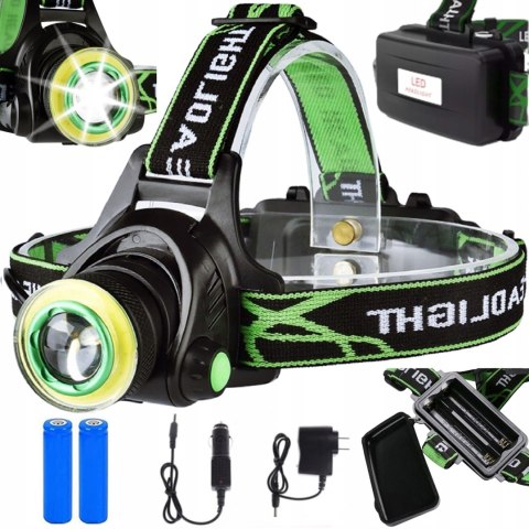 LATARKA CZOŁOWA MOCNA CZOŁÓWKA LED AKUMULATOROWA NA GŁOWĘ REFLEKTOR COB