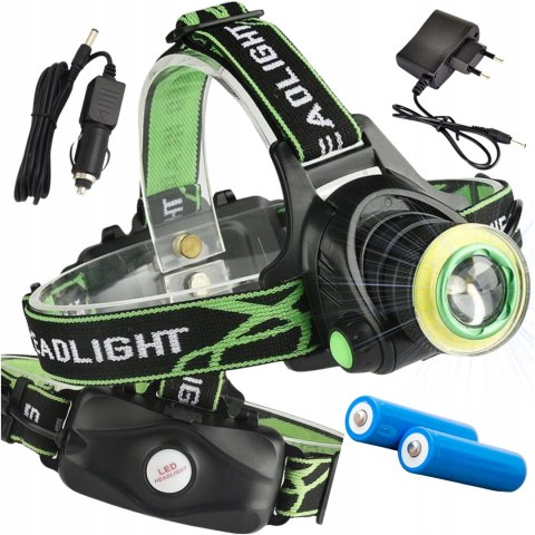 LATARKA CZOŁOWA MOCNA CZOŁÓWKA LED AKUMULATOROWA NA GŁOWĘ REFLEKTOR COB