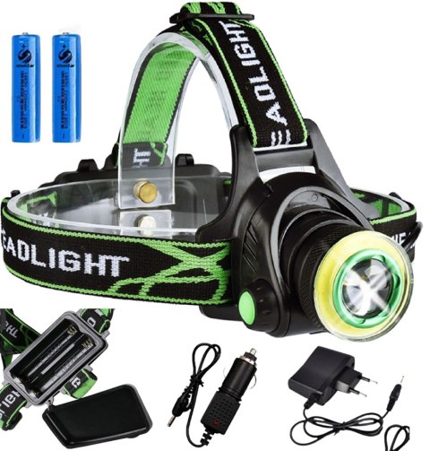 LATARKA CZOŁOWA MOCNA CZOŁÓWKA LED AKUMULATOROWA NA GŁOWĘ REFLEKTOR COB