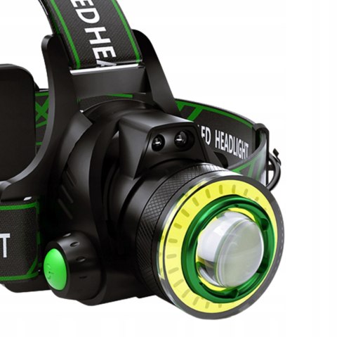 LATARKA CZOŁOWA MOCNA CZOŁÓWKA LED AKUMULATOROWA NA GŁOWĘ REFLEKTOR COB