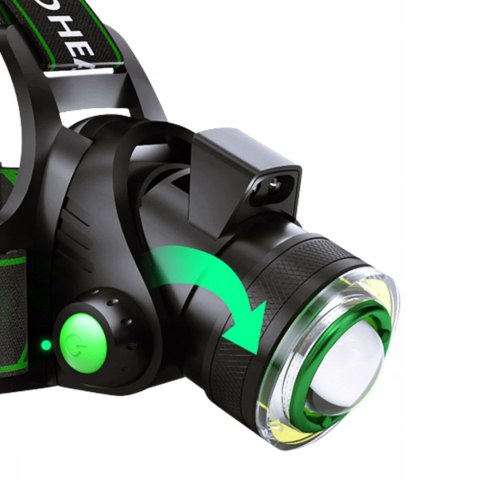 LATARKA CZOŁOWA MOCNA CZOŁÓWKA LED AKUMULATOROWA NA GŁOWĘ REFLEKTOR COB