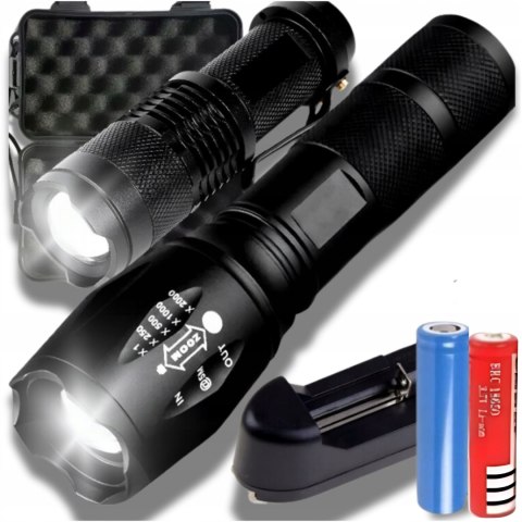 LATARKA LED TAKTYCZNA ZOOM WODOODPORNA PODRĘCZNA Wojskowa MOCNA ZESTAW 2SZT