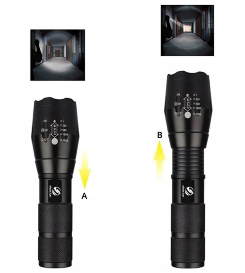 LATARKA LED TAKTYCZNA ZOOM WODOODPORNA PODRĘCZNA Wojskowa MOCNA ZESTAW 2SZT