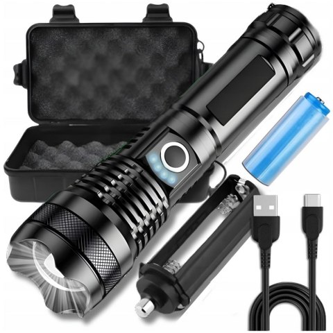 LATARKA TAKTYCZNA AKUMULATOROWA LED MOCNA WOJSKOWA SZPERACZ WODOODPORNA USB