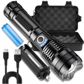 LATARKA TAKTYCZNA AKUMULATOROWA LED MOCNA WOJSKOWA SZPERACZ WODOODPORNA USB