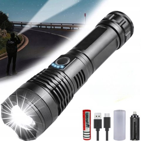 LATARKA TAKTYCZNA AKUMULATOROWA LED MOCNA WOJSKOWA SZPERACZ WODOODPORNA USB