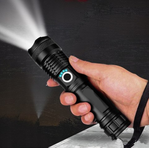 LATARKA TAKTYCZNA AKUMULATOROWA LED MOCNA WOJSKOWA SZPERACZ WODOODPORNA USB